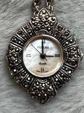 VINTAGE FUTURA Marcasite Pendant Watch